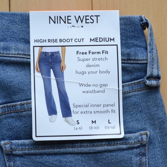 NWT Nine West Denim Blue Jeans High Rise Boot Cut Size M - Picture 6 of 7